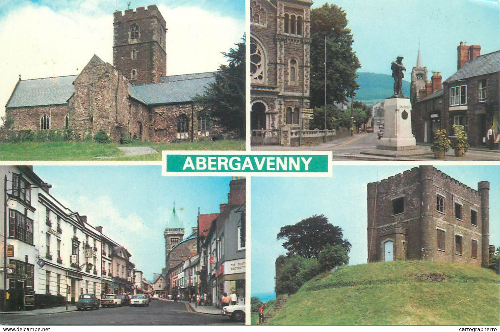 Postcard Wales Abergavenny Multi View - Monmouthshire