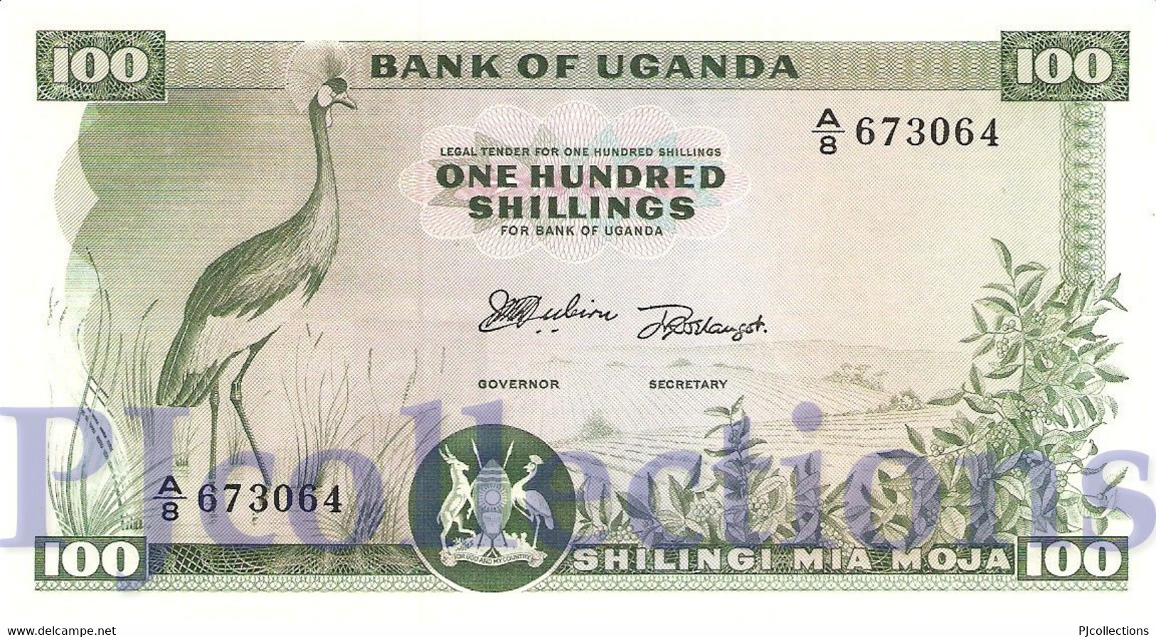 UGANDA 100 SHILLINGS 1966 PICK 5a UNC - Uganda