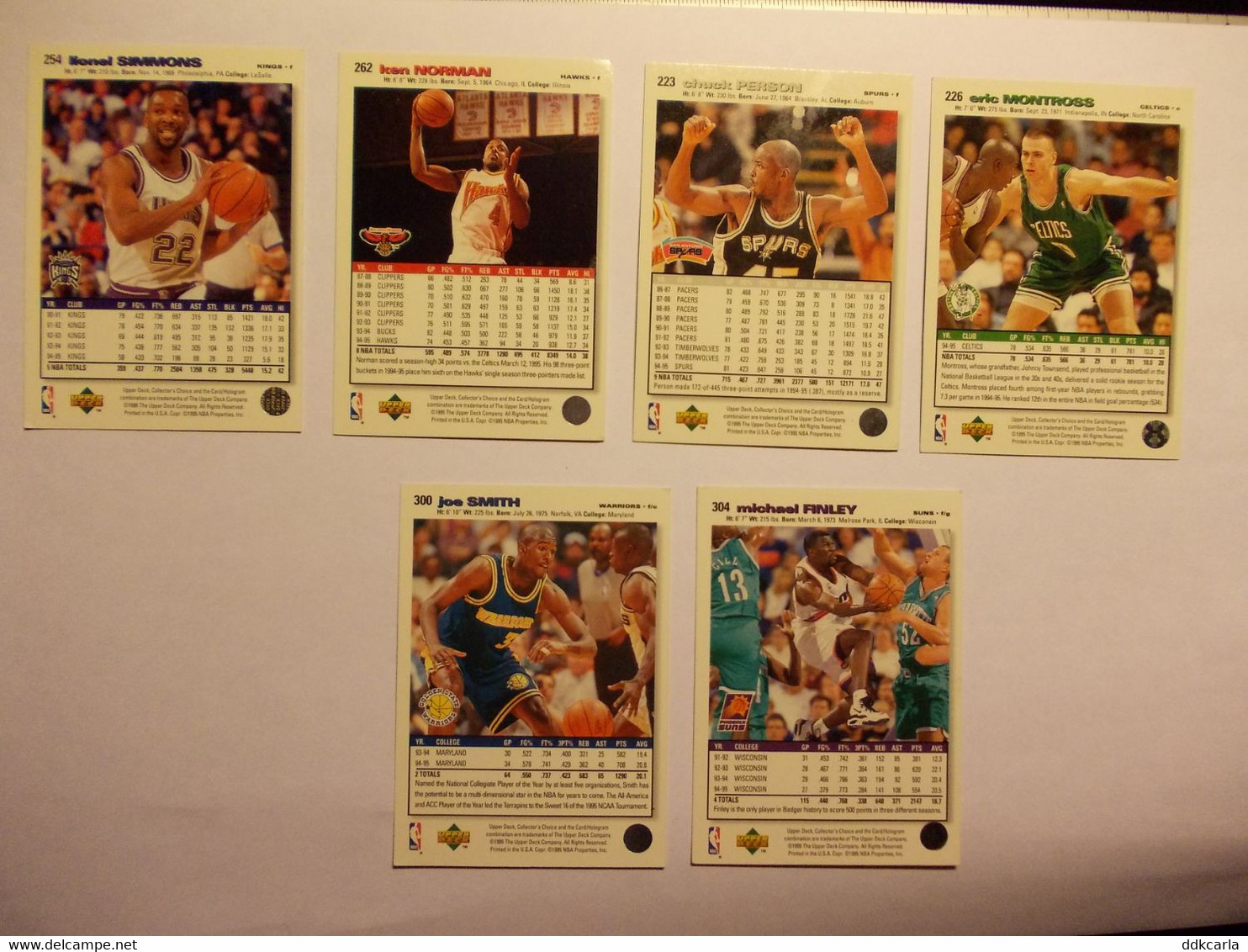 6 X Collector's Choice 223 / 226 / 254 / 262 / 300 / 304 - Trading Cards NBA - 1995 - Hologram Cards - 1990-1999