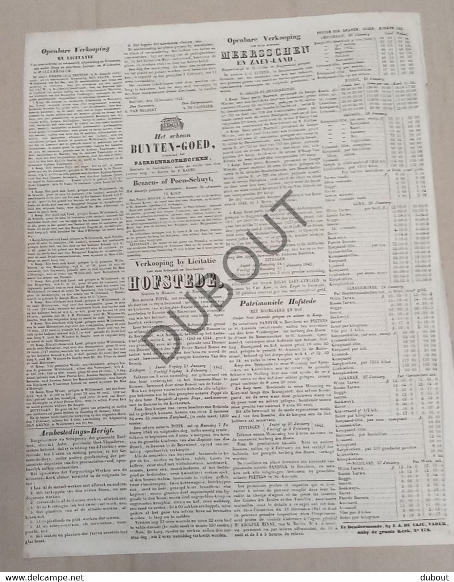 Dendermonde - Krant/Journal - Den Onpartydigen -  30-1-1842 (P326) - Informations Générales