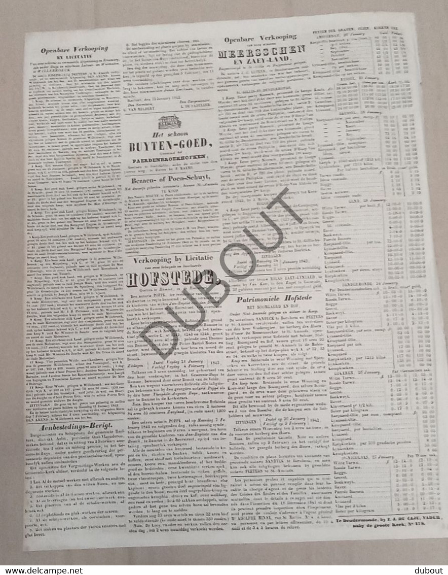 Dendermonde - Krant/Journal - Den Onpartydigen -  30-1-1842 (P326) - General Issues