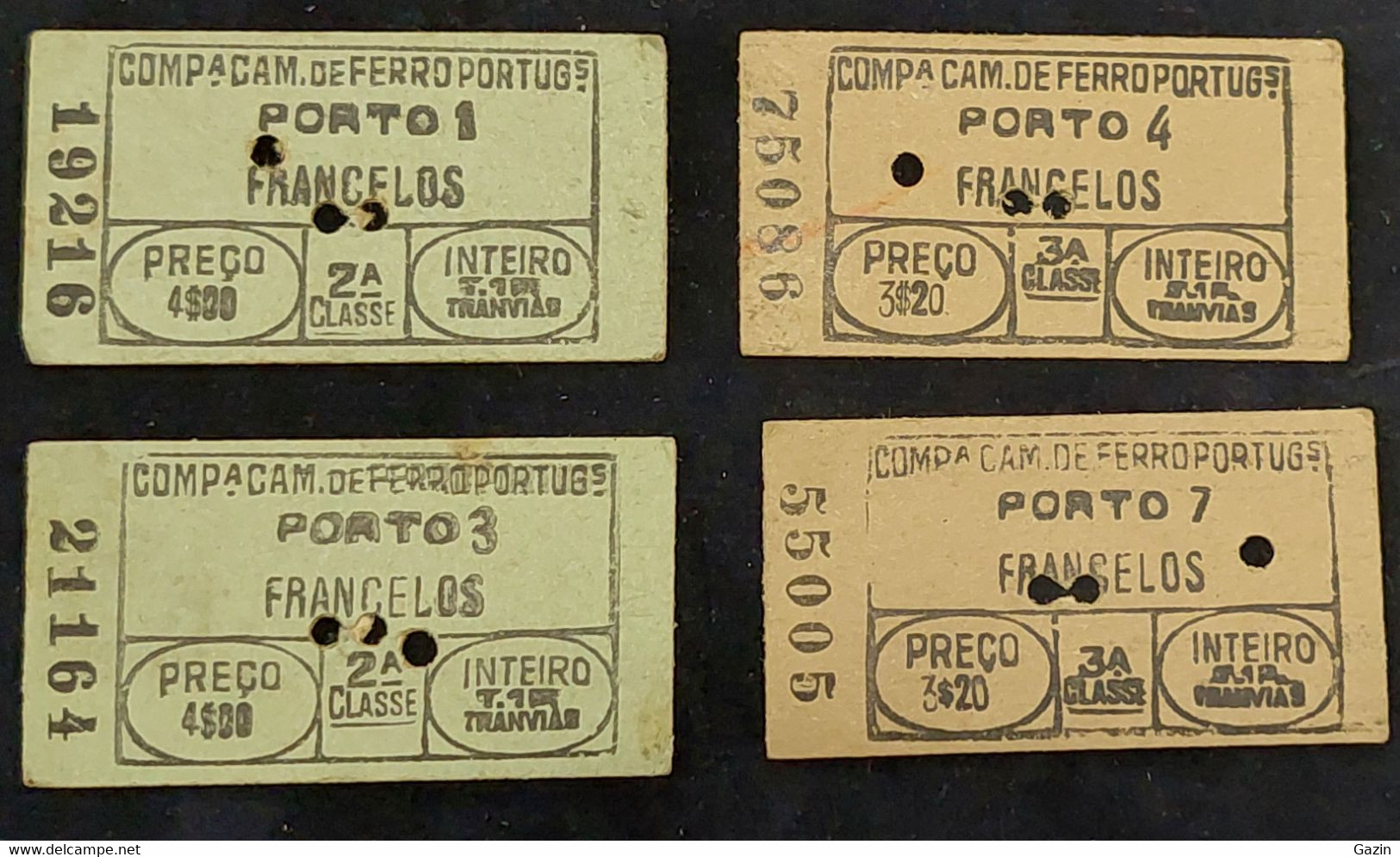 C5 /1 - Bilhetes * Tickets * Francelos * Porto * Companhia Caminhos Ferro * Portugal - Europa