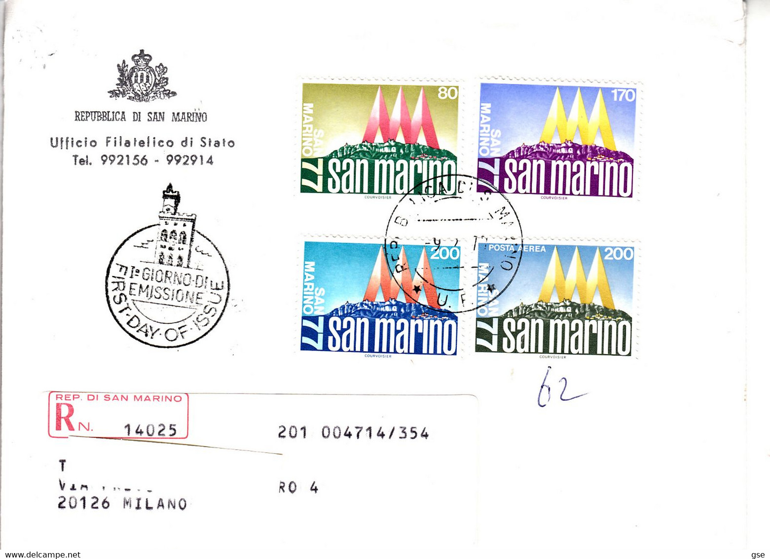 SAN MARINO  1977 -   Sassone  975/7 - -A 154 - - Covers & Documents