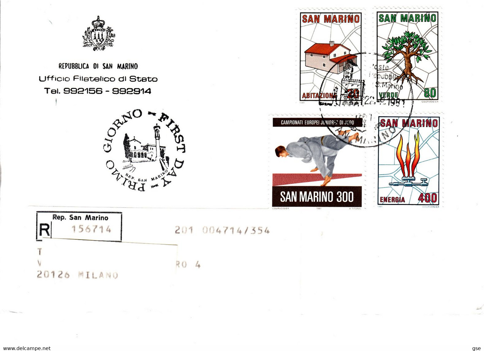 SAN MARINO  1981 -   Sassone 1078-1079111781 Su Raccomandata -  Judo - Covers & Documents