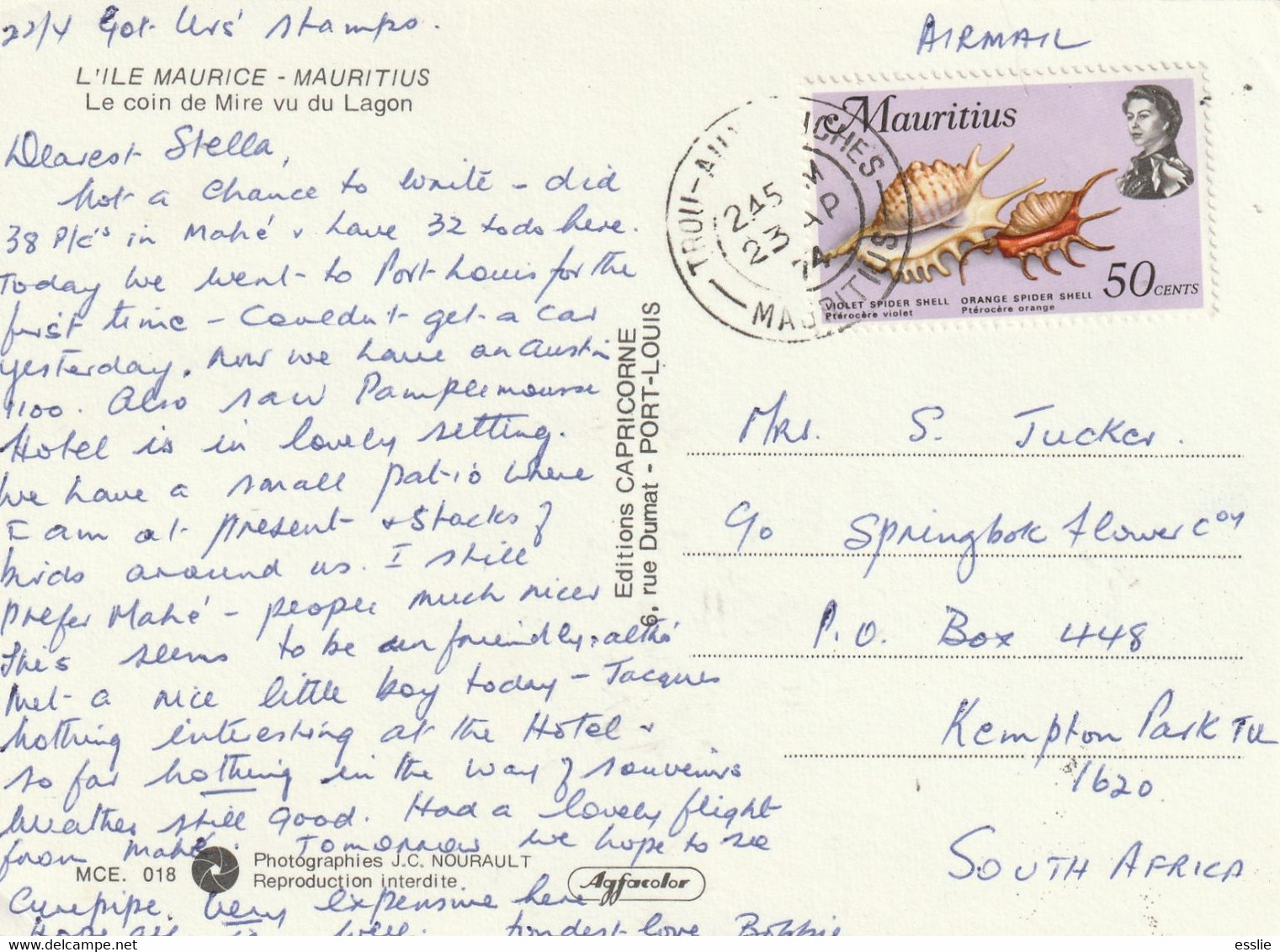 Mauritius Maurice 1974 Le Coin De Mire Vu Du Lagon Lagoon Fishing Boats - Maurice