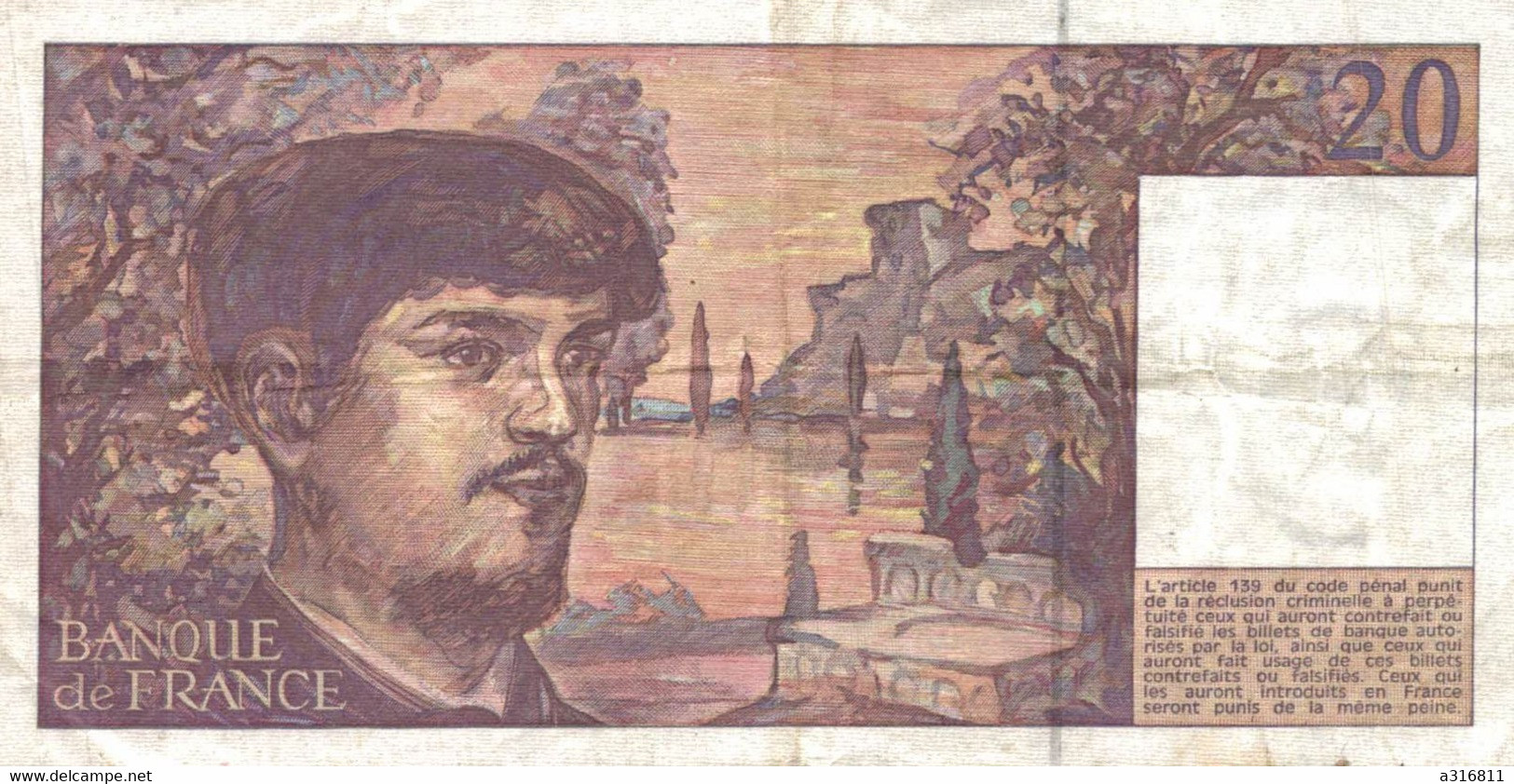 Billet  20 Francs 1993 - 20 F 1980-1997 ''Debussy''