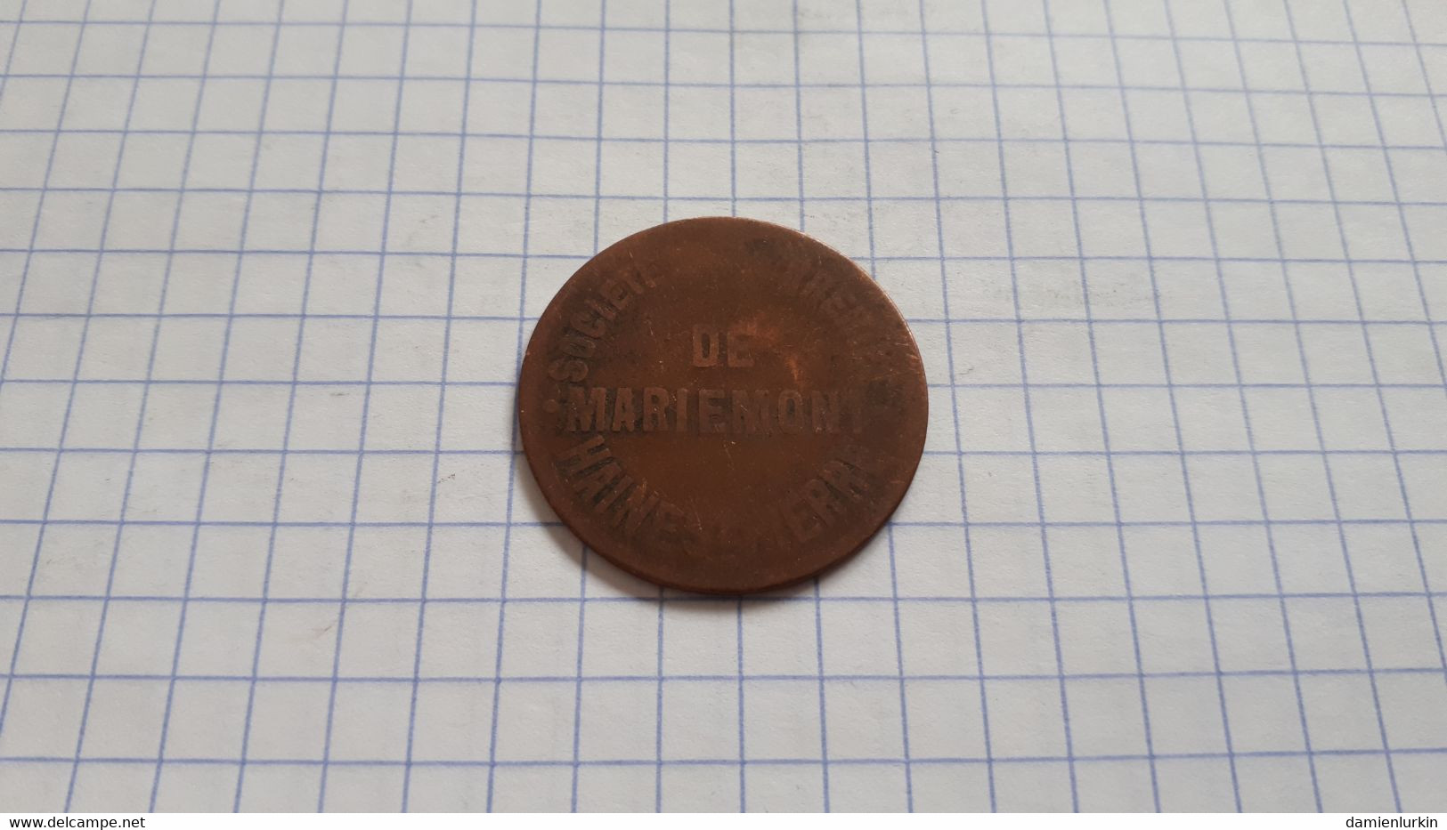 BELGIQUE HAINE ST PIERRE SOCIETE ANONYME DES VERRERIES DE MARIEMONT JETON 10 CENTIMES CUIVRE FRAPPE MEDAILLE 28MM - Professionnels / De Société