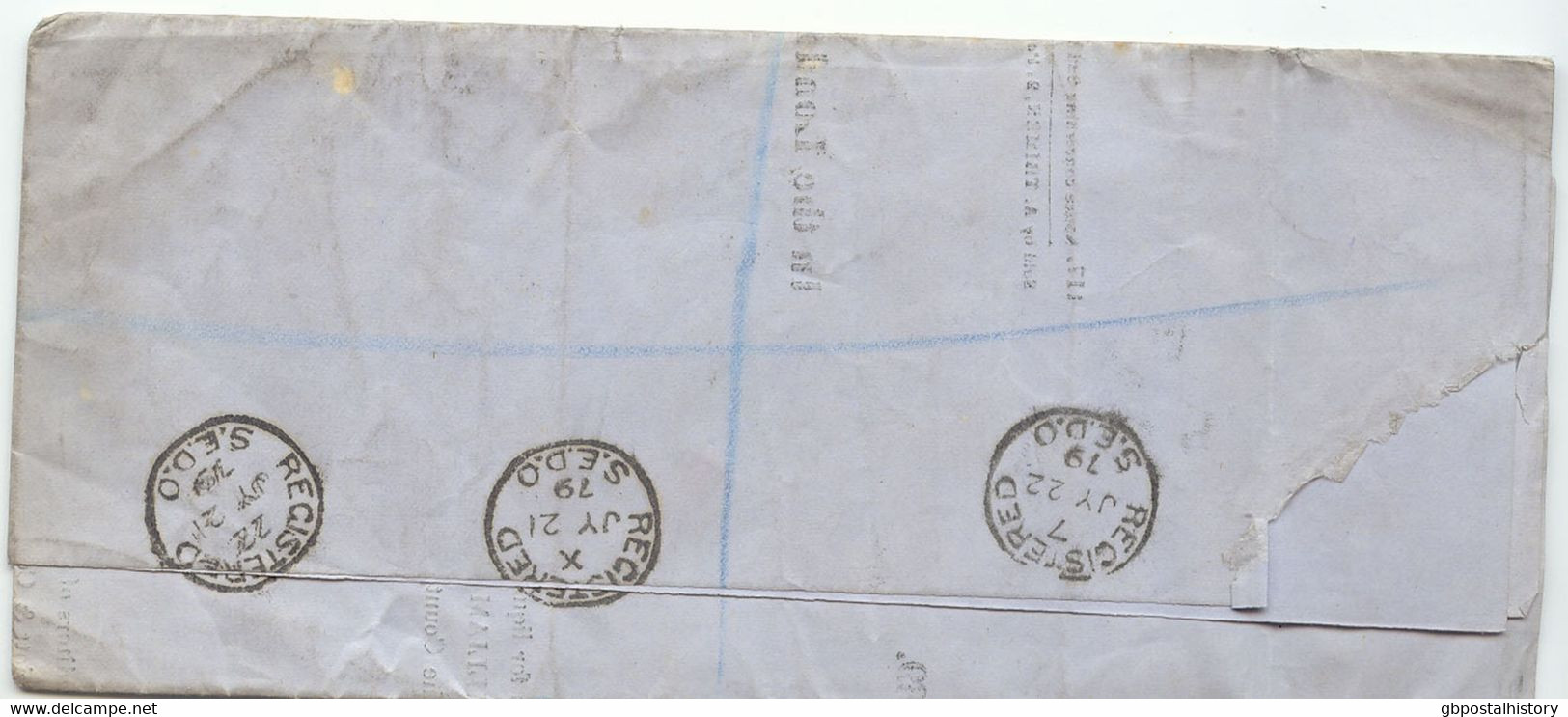 GB 1879, QV 1d (Pl. 190, CJ) And 2d (Pl. 15, TL - One Short Perf.) On Very Fine Registered Printed Matter (Bankruptcy) - Cartas & Documentos