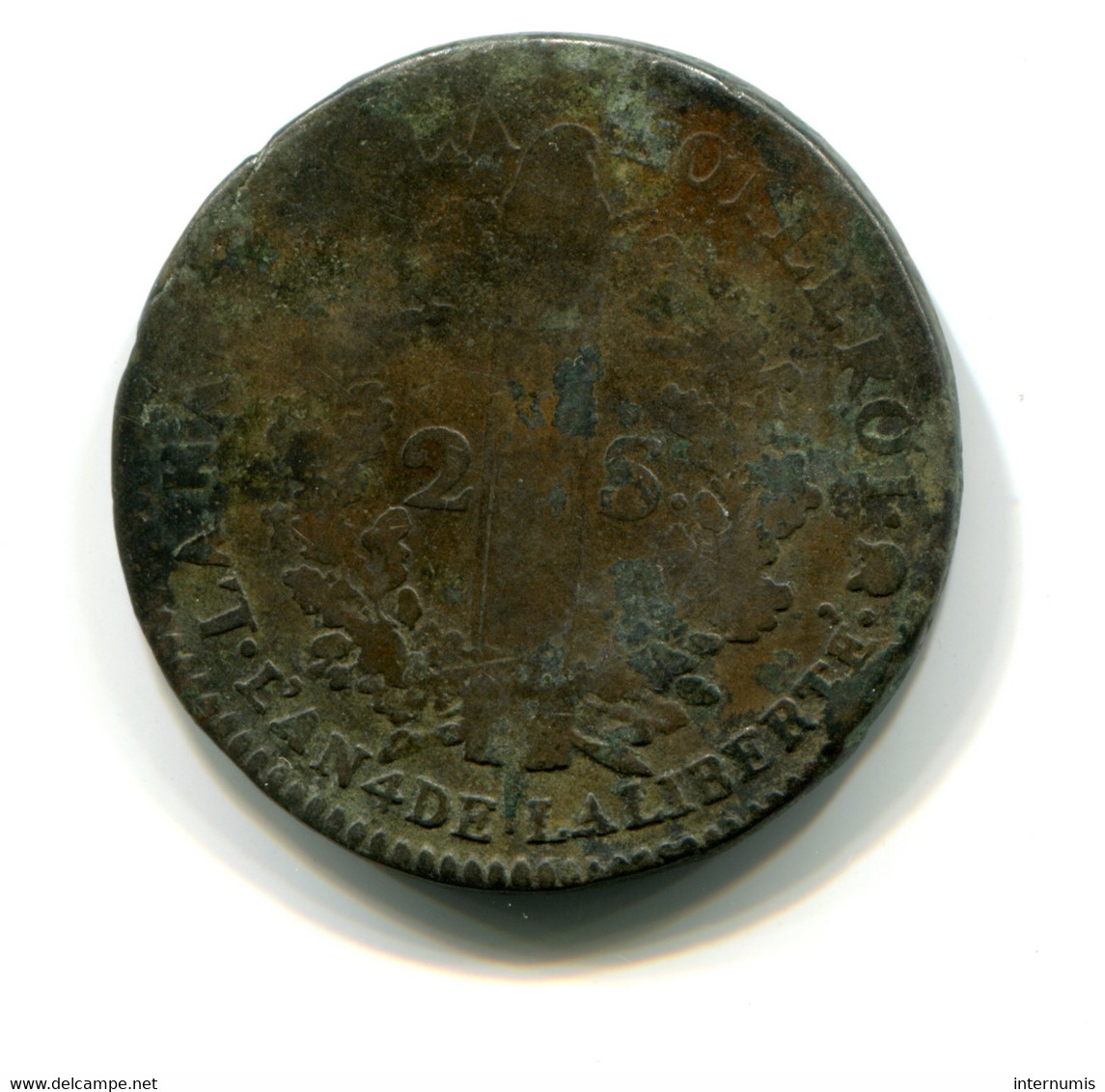 France, 2 Sols, 1792 - N An 4, Convention, Mdc (Bell Metal), Montpellier, B (F), KM#603, G.25 - 1792-1975 Nationalkonvent