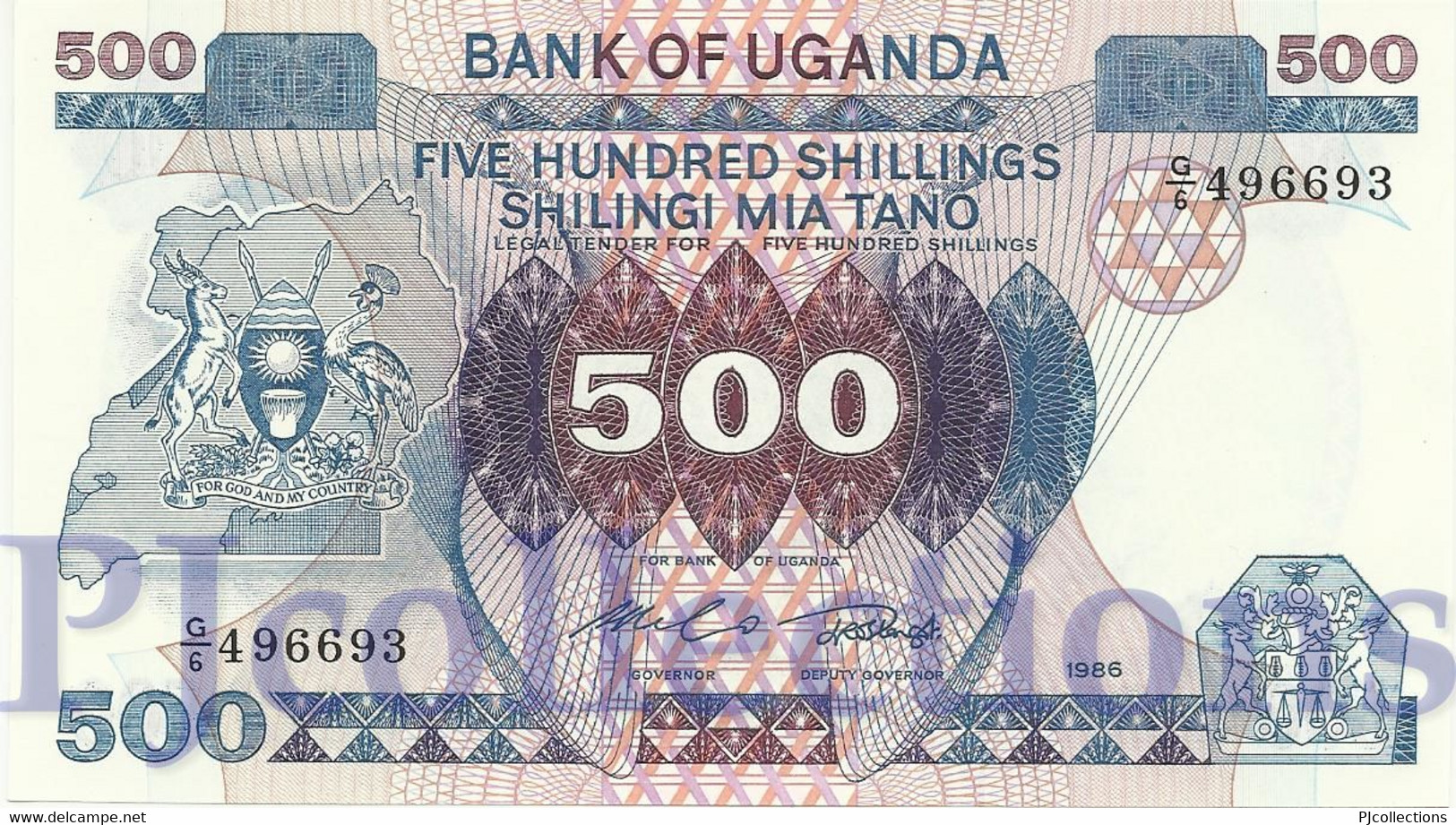 UGANDA 500 SHILLINGS 1986 PICK 25 UNC - Ouganda