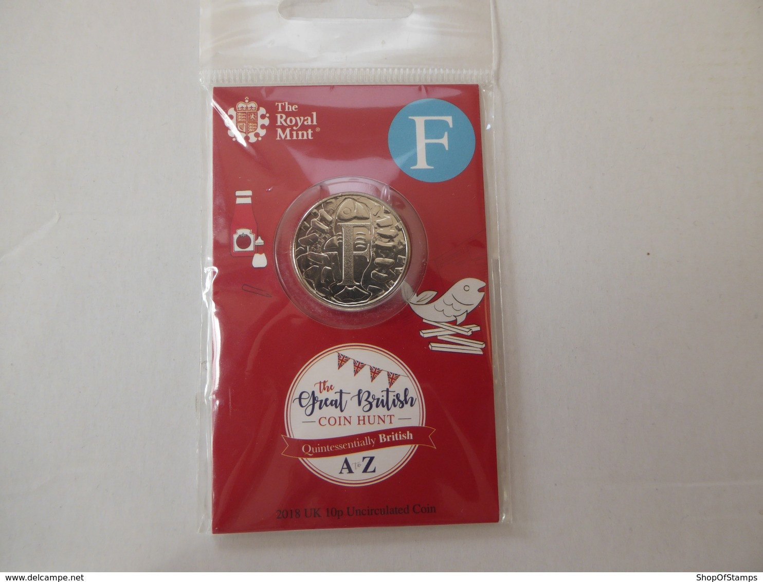 GREAT BRITAIN COINS BRITISH COIN HUNT A To Z Series Uncirculated Mint In Packet Letter  F - 10 Pence & 10 New Pence