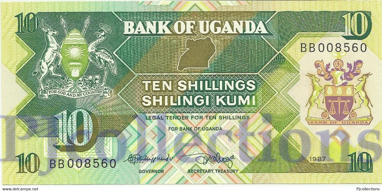 UGANDA 10 SHILLINGS 1987 PICK 28 UNC - Uganda
