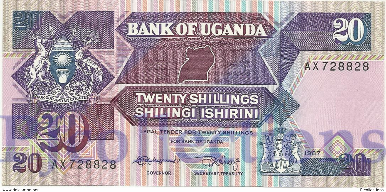 UGANDA 20 SHILLINGS 1987 PICK 29a UNC - Uganda