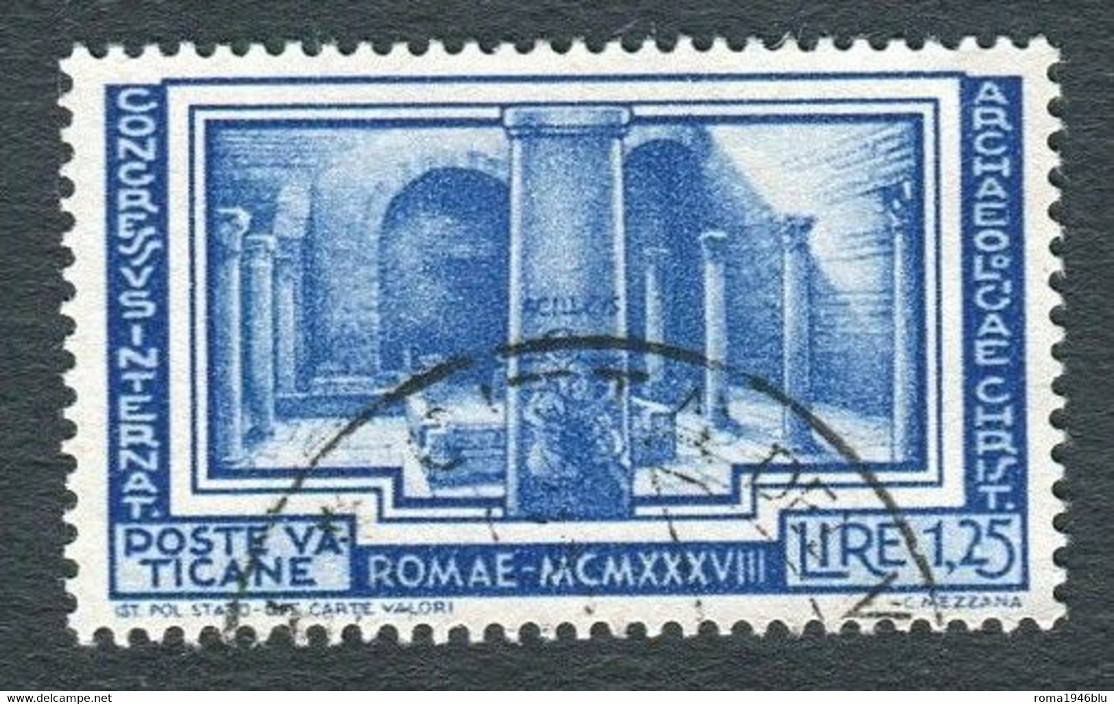 VATICANO 1938 ARCHEOLOGIA 1,25 USATO - Unused Stamps