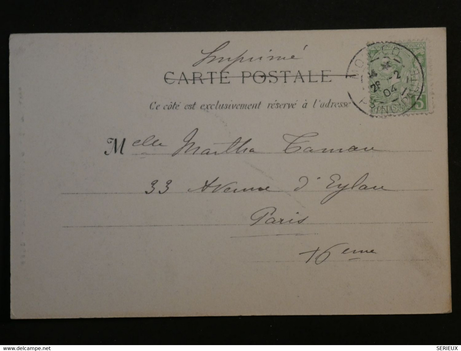 BN12 MONACO BELLE CARTE 1904 A PARIS ++AFFRANCH.INTERESSANT+++ - Briefe U. Dokumente
