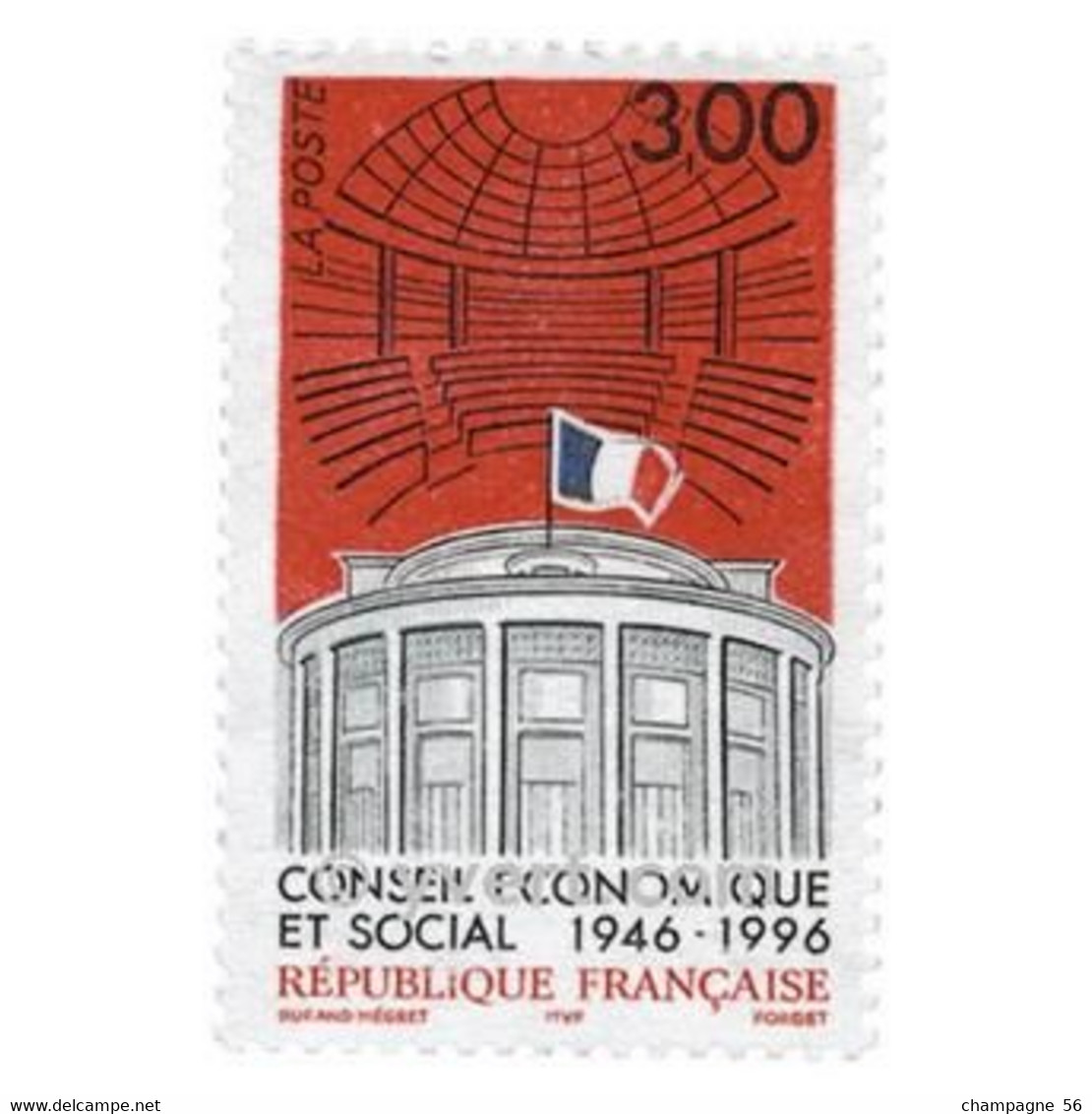 FRANCE VARIETES 1996  N ° 3034  OBLITERE  ENCRE ROUGE DEPLACER  LAMPE U.V / SCANNE 3 PAS A VENDRE - Used Stamps