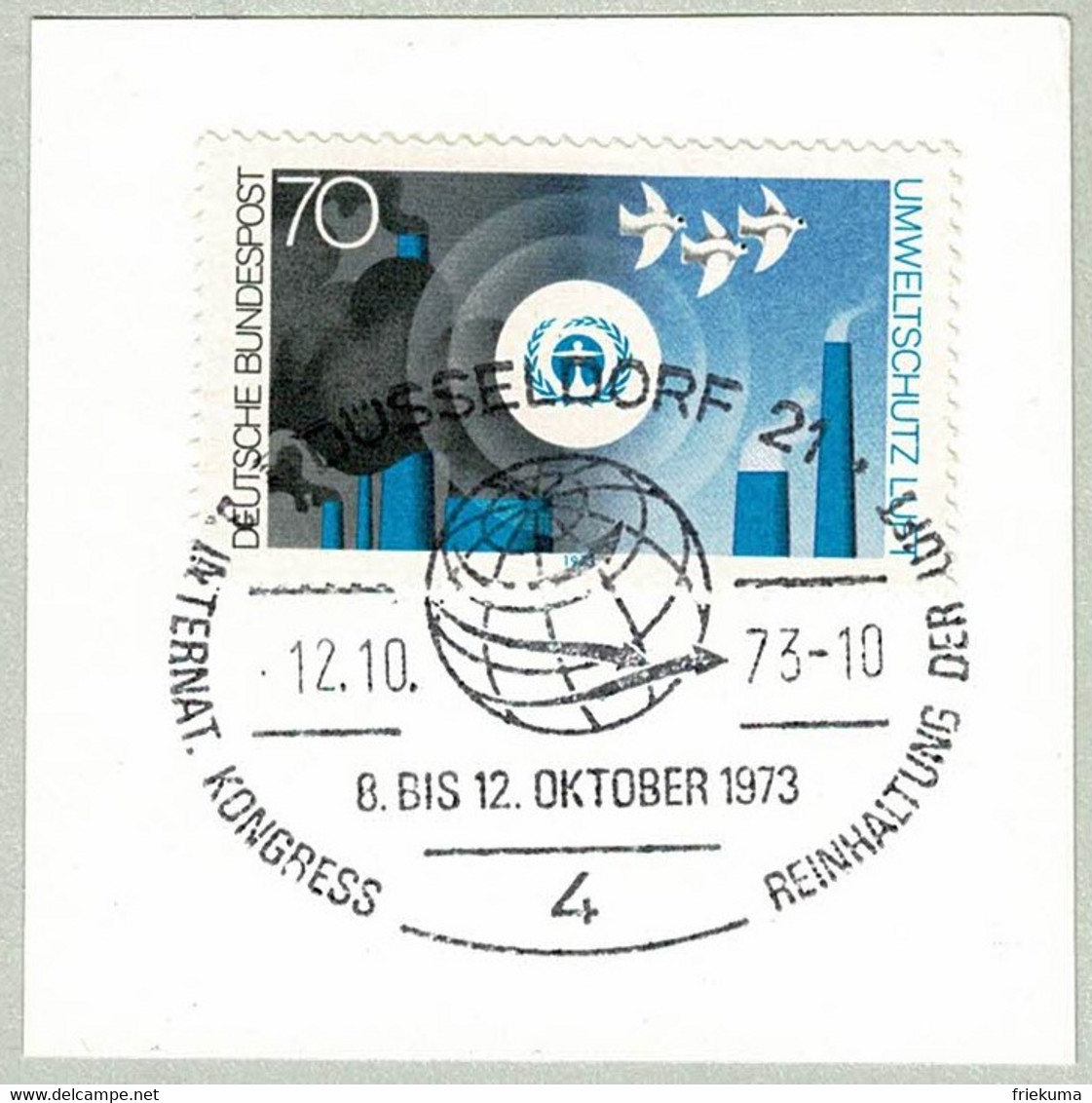 Deutsche Bundespost 1973, Sonderstempel Kongress Reinhaltung Luft Düsseldorf, Propreté / Clean Air - Environment & Climate Protection