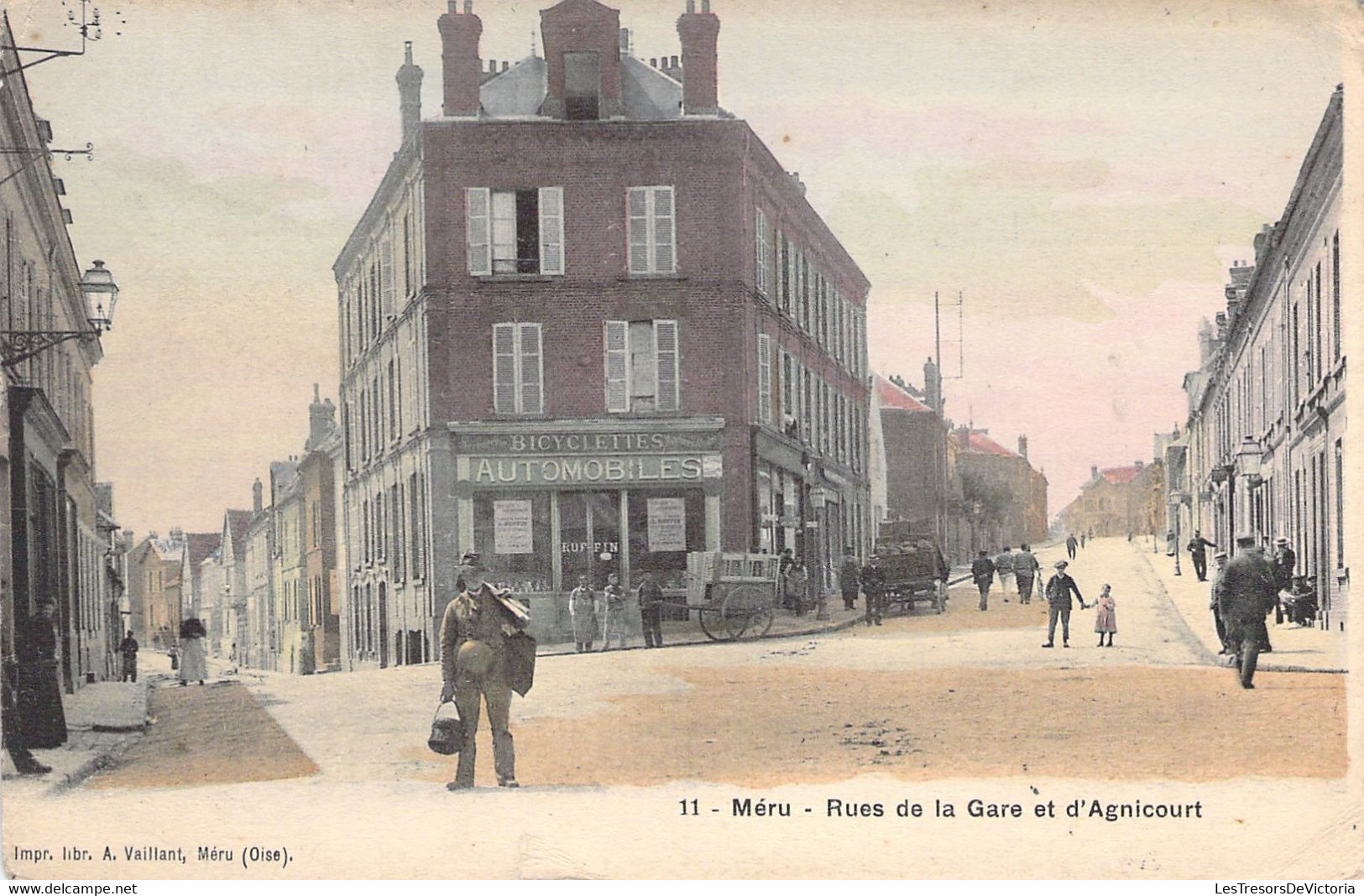 FRANCE - 60 - MERU - Rues De La Gare Et D'Agnicourt - Colorisée - Carte Postale Ancienne - Meru