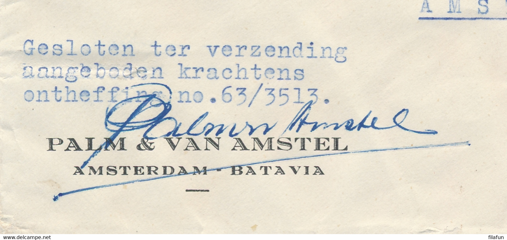 Nederlands Indië - 1947 - 4 Zegels, 55c Op Business LP-cover Batavia Naar Amsterdam - Gesloten Ter Verzending Aangeboden - Indes Néerlandaises