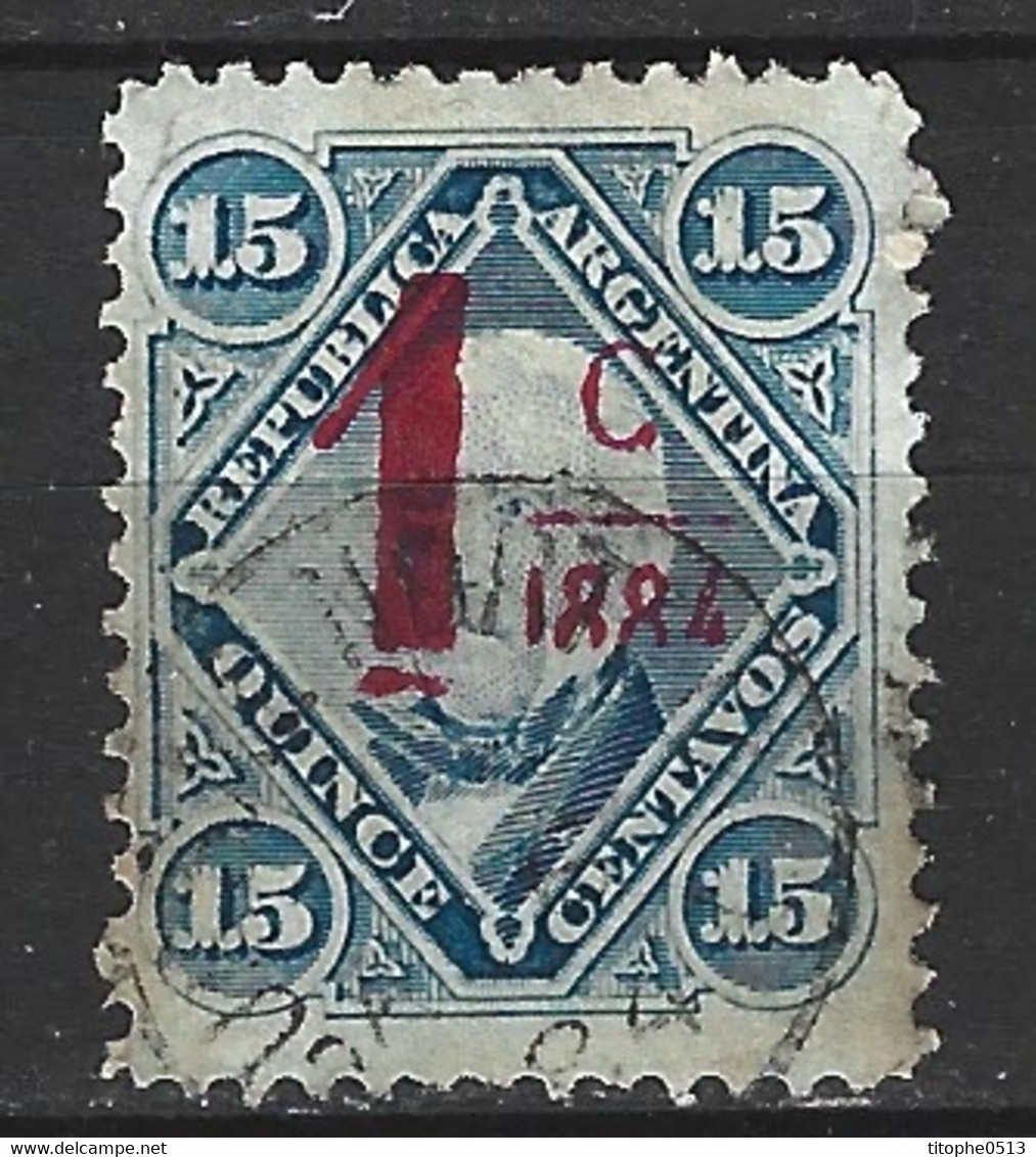 ARGENTINE. N°45a Oblitéré De 1884. Timbre Surchargé. - Used Stamps