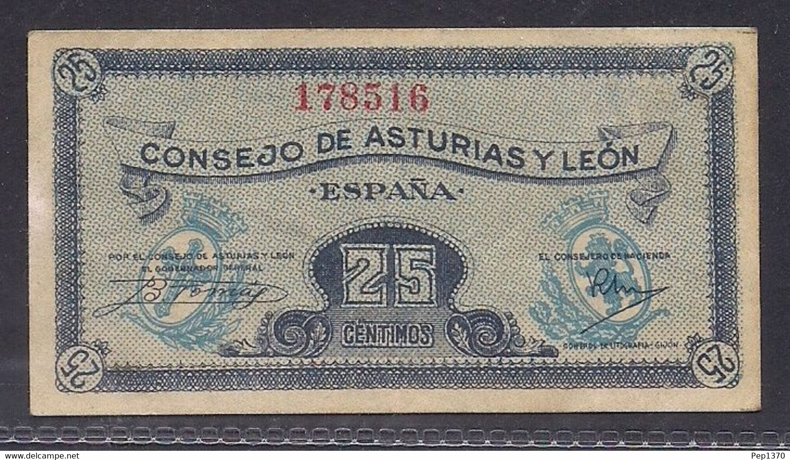 BILLETE DEL CONSEJO DE ASTURIAS Y LEON DE 25 CENTIMOS - Otros & Sin Clasificación