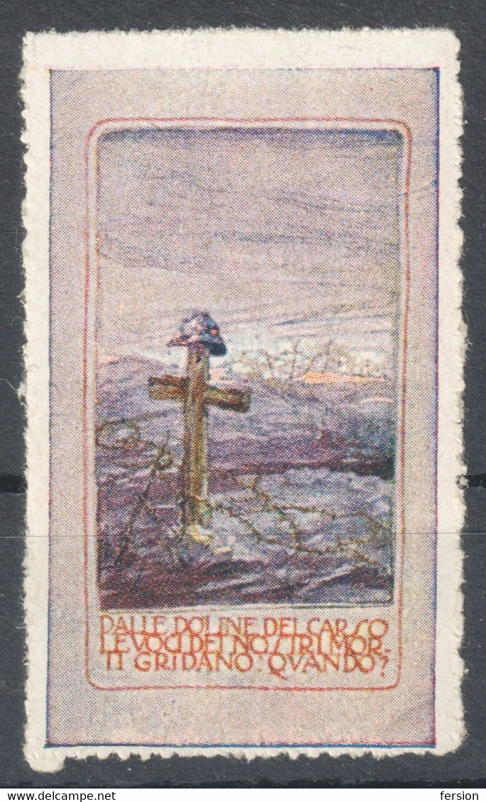 Grave Battlefield Painting ITALY 1914 - War Soldier - Delandre WAR WW1 PROPAGANDA Label Cinderella Vignette - Oorlogspropaganda