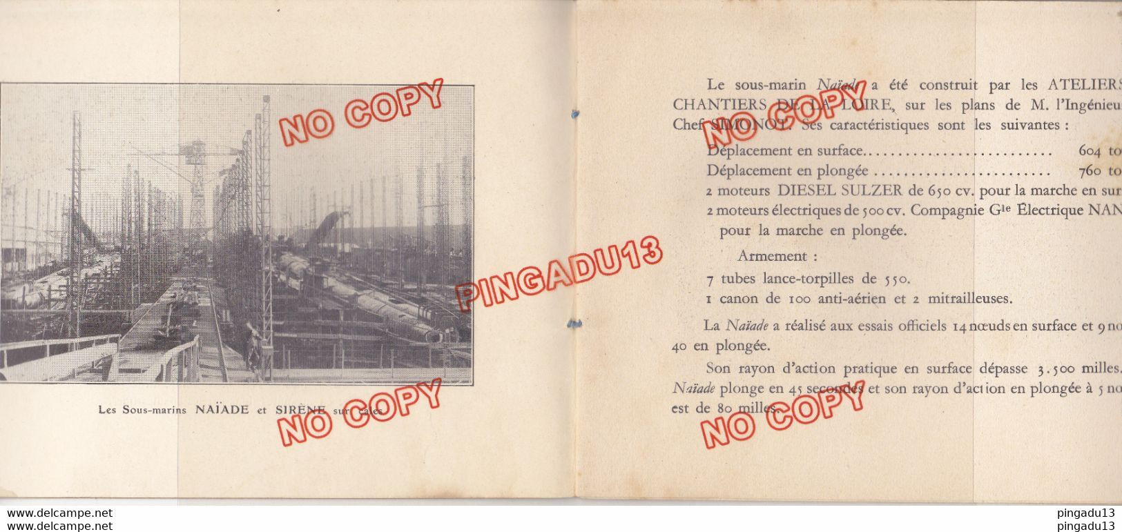 Au Plus Rapide Livre D'Or Du Sous-marin Naïade Ateliers Chantiers Loire Pierre Le Conte Cherbourg - Barcos