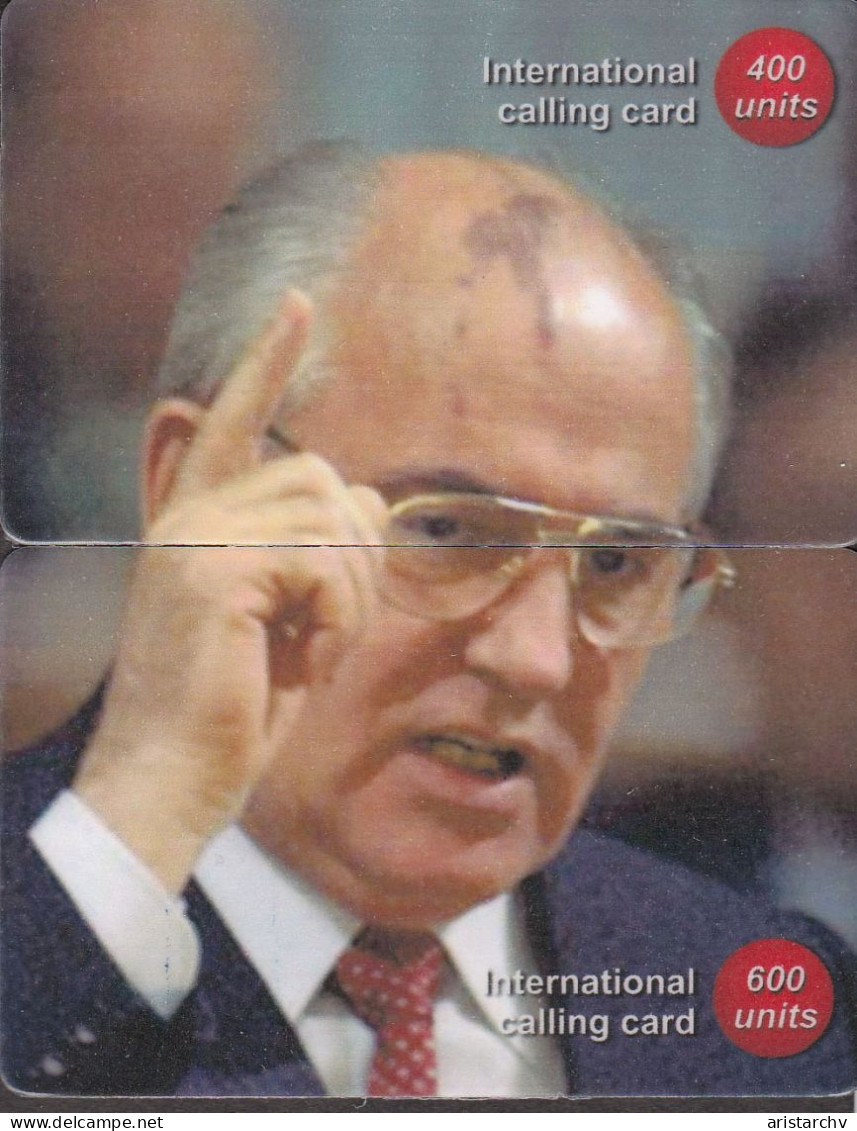 USSR PRESIDENT MIKHAIL GORBACHEV 2 PUZZLES OF 4 PHONE CARDS - Personnages
