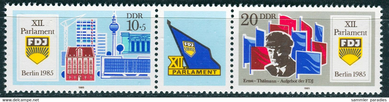 DDR - Mi 2947 / 2948 = WZd 630 □□□ ✶✶ # - 10+5/Zf/20Pf     Parlament Der FDJ - Ungebraucht