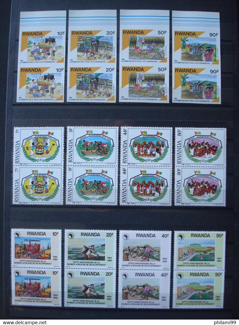 RWANDA ZAIRE CONGO MNH** 3 SCANS 7 SETS In PAIRS COT.+100 € Incl. IMPERFORATED - Collections