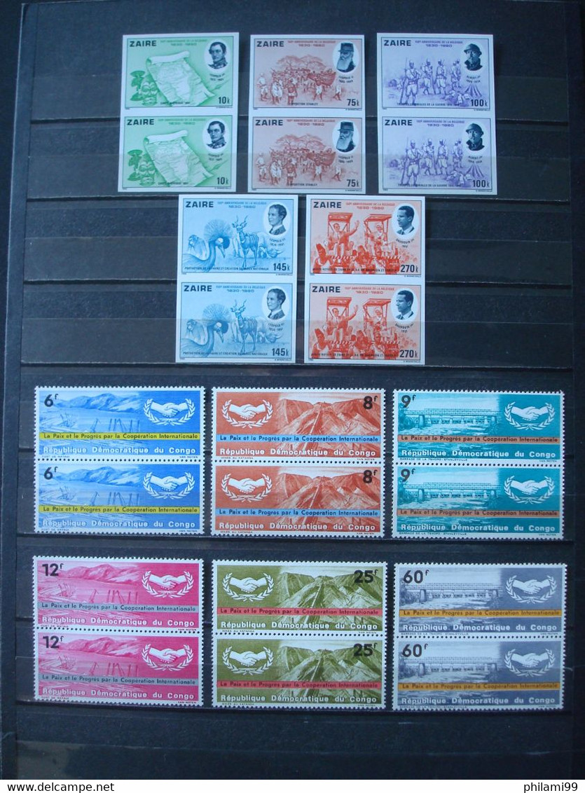 RWANDA ZAIRE CONGO MNH** 3 SCANS 7 SETS In PAIRS COT.+100 € Incl. IMPERFORATED - Verzamelingen