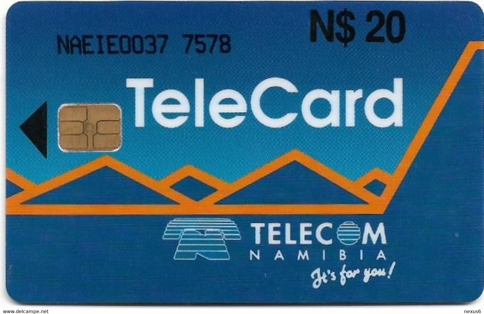 Namibia - Telecom Namibia - African Wild Cat, Chip Siemens S30, (Big Cn. NAEIExxxx Xxxx, Normal 0), 20$, Used - Namibia