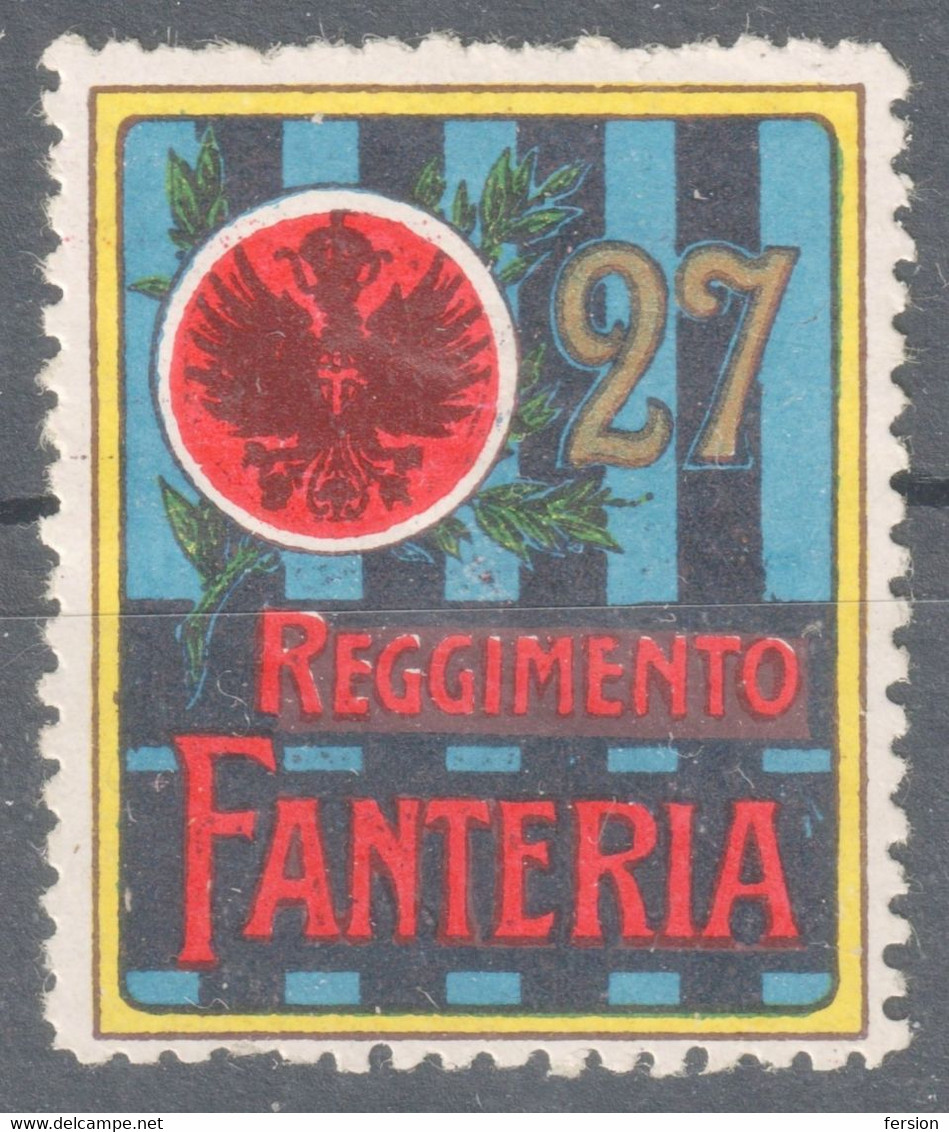 27 Reggimento Fanteria INFANTERIE  WW1 World War Military Charity Label Cinderella Vignette 1914 ITALY Delandre GOLD - Oorlogspropaganda