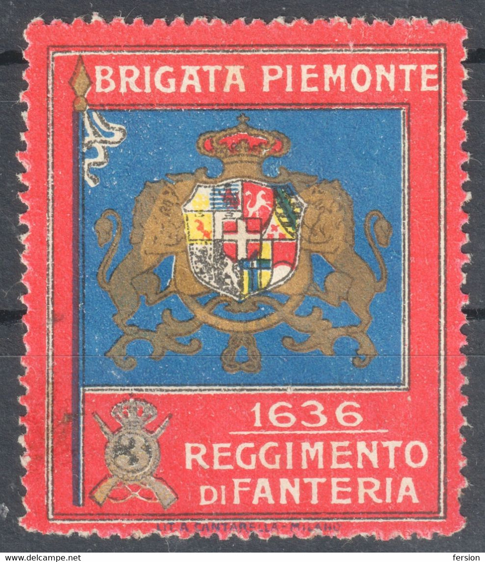 3 Reggimento Fanteria BRIGATA PIEMONTE WW1 World War Military Charity Label Cinderella Vignette 1914 ITALY Delandre - Propagande De Guerre