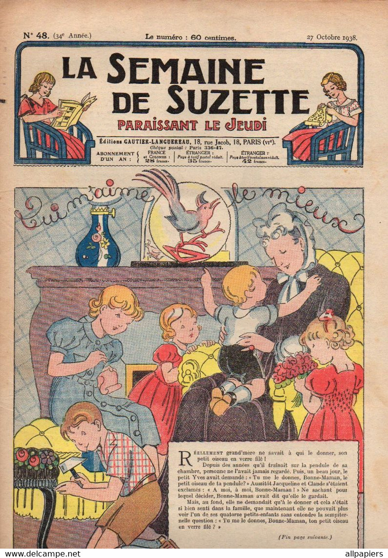 La Semaine De Suzette N°48 Une Si Belle Cachette - Petite Robe Au Tricot Pour Bleuette - Laurette Chef De Famille... - La Semaine De Suzette