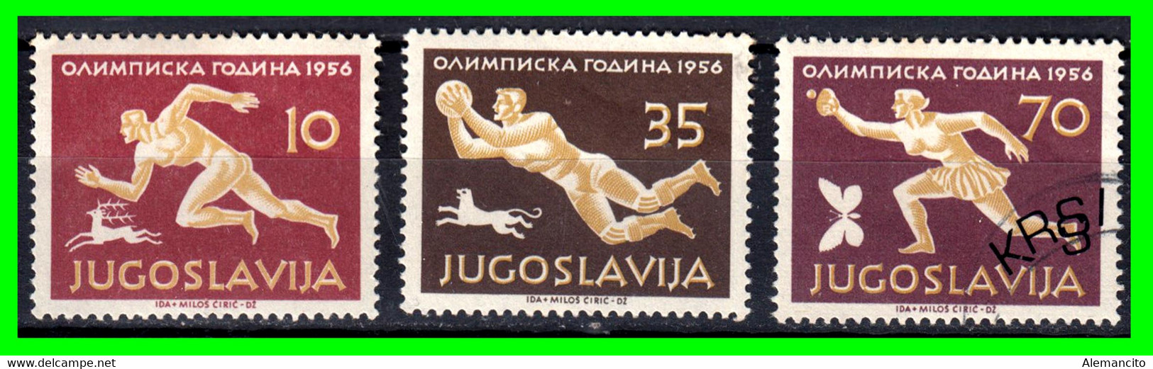 YUGOSLAVIA  (EUROPA )  SELLOS JUEGOS OLIMPICOS DE MELBORNE DEL AÑO 1956 SELLO ESPECIAL DE O.70 TENIS MESA - Used Stamps