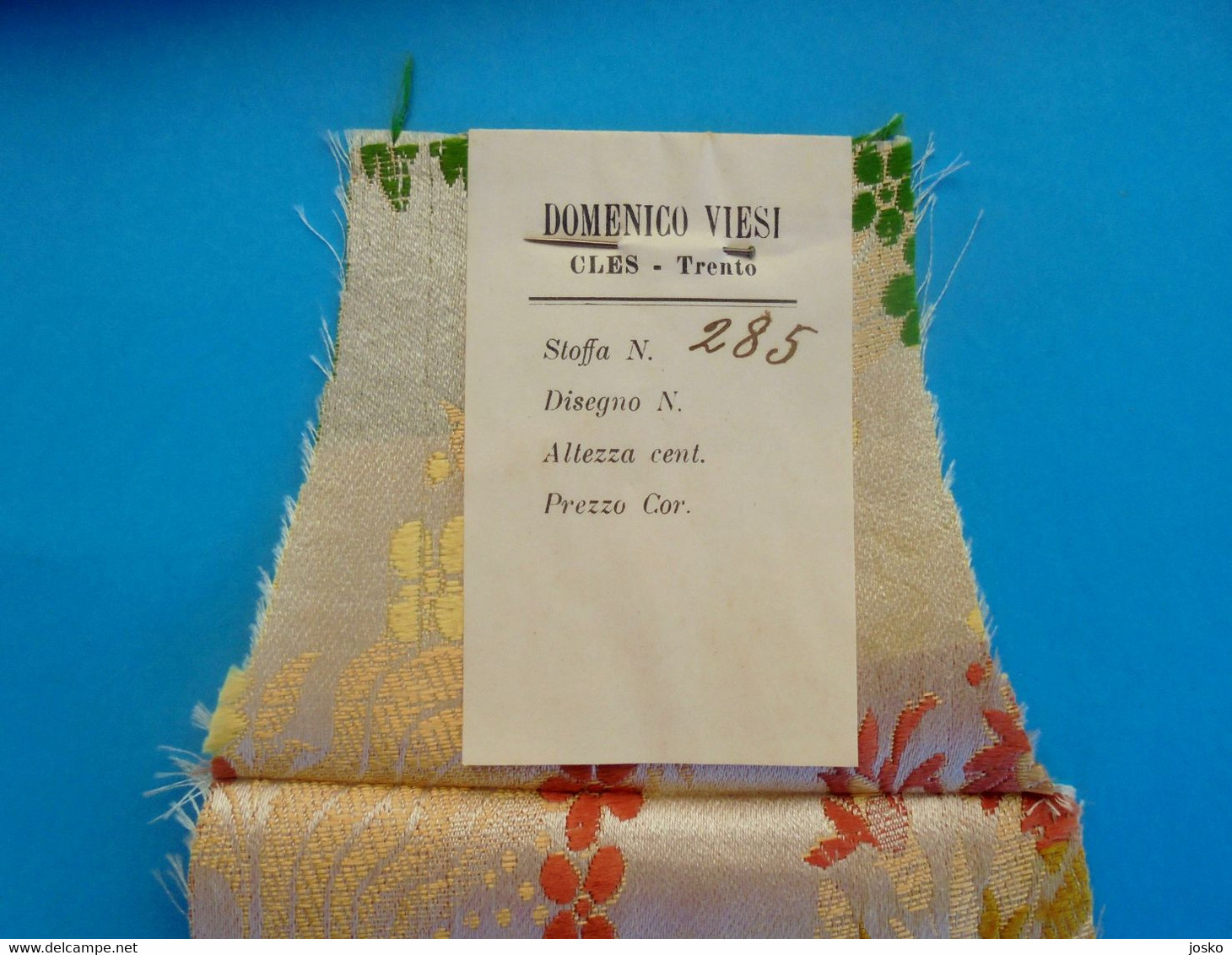 DOMENICO VIESI Cles Trento Vintage Trade Fabric Pattern 1910s Modèle De Tissu Commercial Modello Di Tessuto Italy Italia - 1900-1940