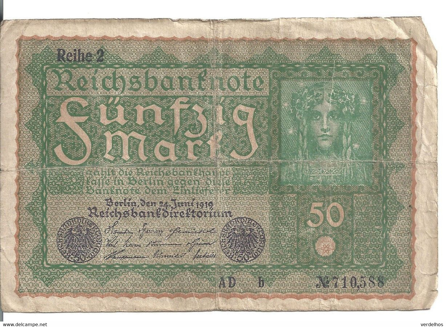 ALLEMAGNE 50 MARK 1919 VF P 62 - 50 Mark