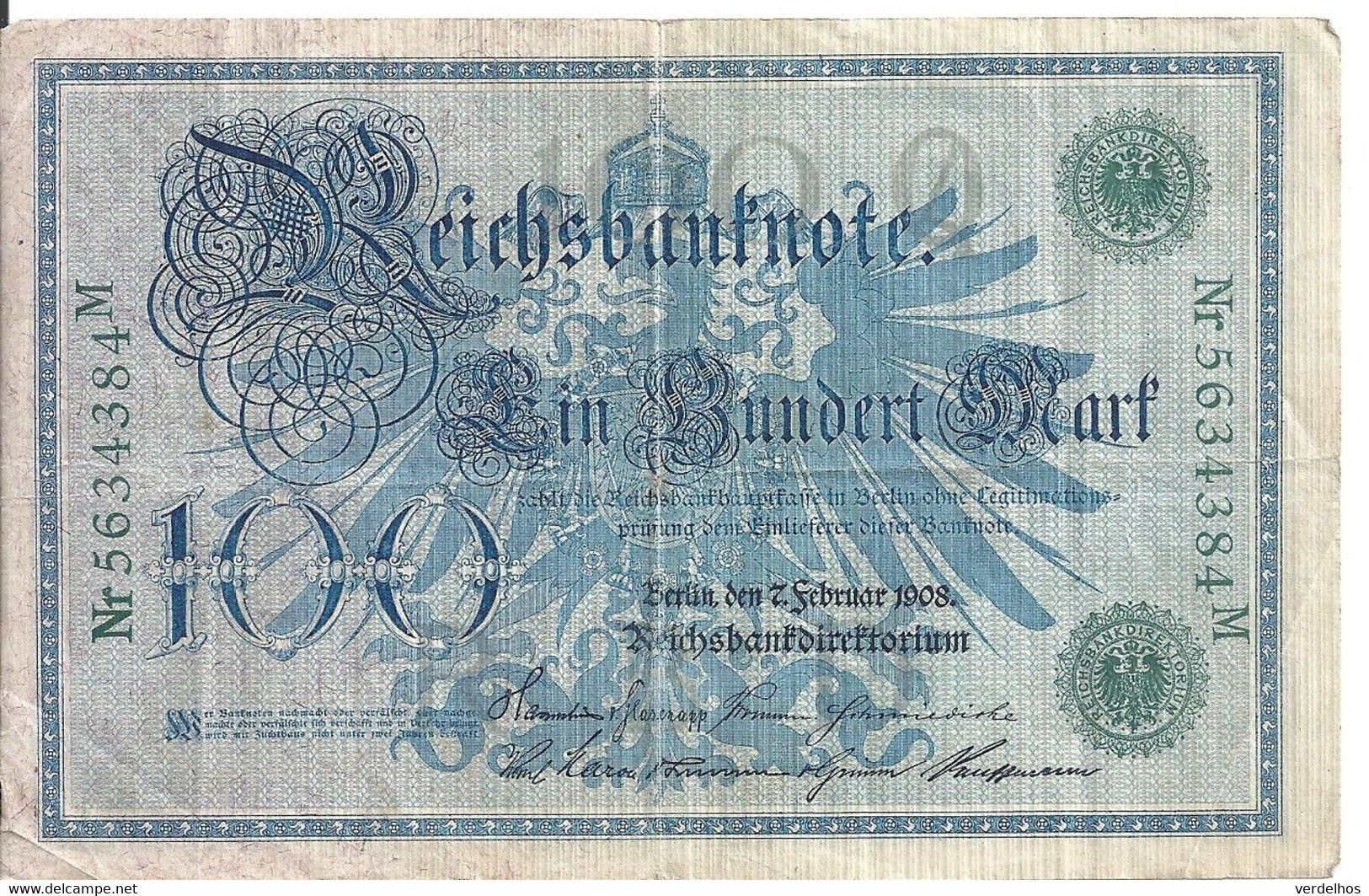 ALLEMAGNE 100 MARK 1908 VF P 34 - 100 Mark