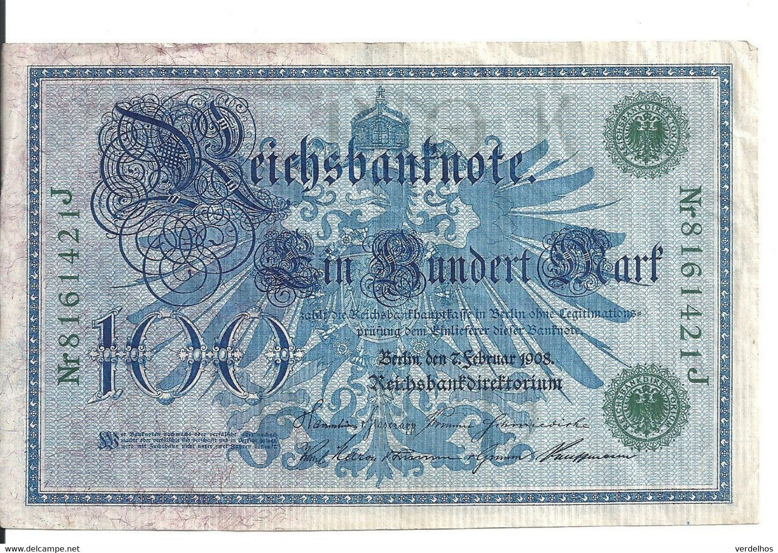 ALLEMAGNE 100 MARK 1908 VF P 34 - 100 Mark