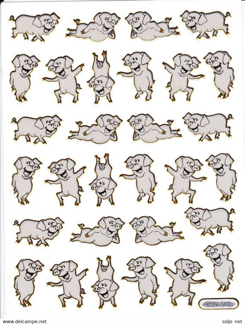 Schweinchen Schweine Ferkel Tiere Aufkleber Metallic Look / Pig Animal Sticker 13x10 Cm ST486 - Scrapbooking