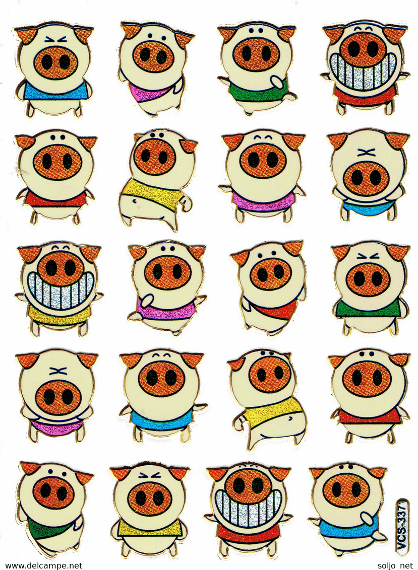 Schweinchen Schweine Ferkel Tiere Aufkleber Metallic Look / Pig Animal Sticker 13x10 Cm ST306 - Scrapbooking