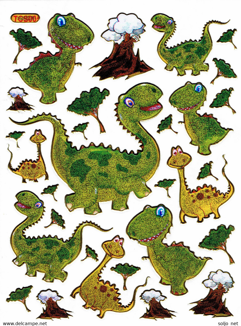 Dino Dinosaurier T-REX Tiere Aufkleber Metallic Look / Dinosaur Animal Sticker 13x10 Cm ST305 - Scrapbooking