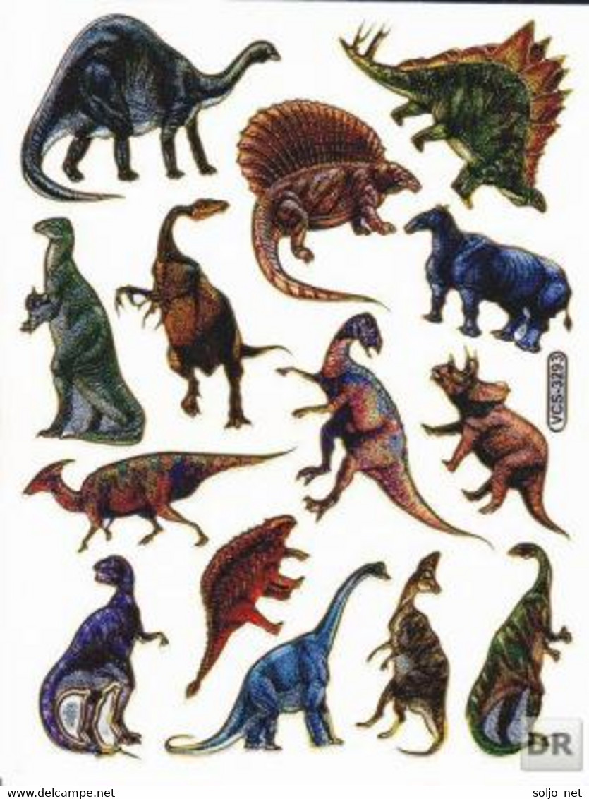 Dino Dinosaurier T-REX Tiere Aufkleber Metallic Look / Dinosaur Animal Sticker 13x10 Cm ST344 - Scrapbooking