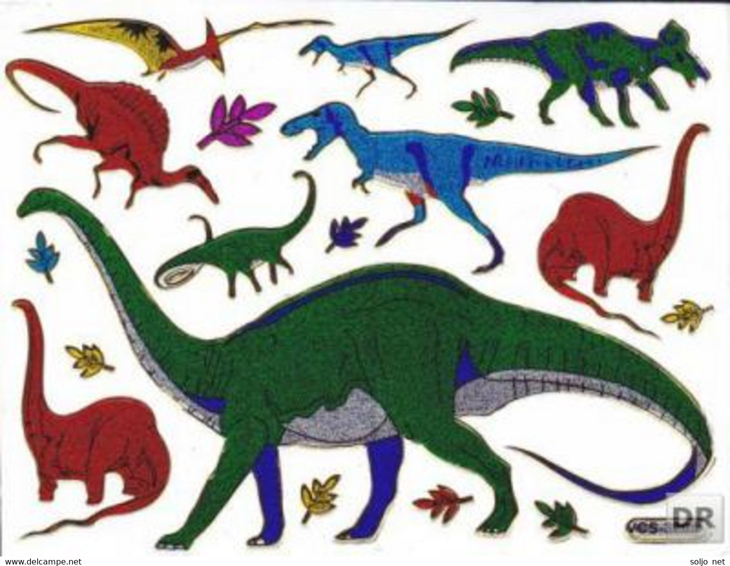 Dino Dinosaurier T-REX Tiere Aufkleber Metallic Look / Dinosaur Animal Sticker 13x10 Cm ST192 - Scrapbooking