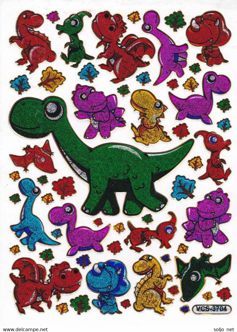 Dino Dinosaurier T-REX Tiere Aufkleber Metallic Look / Dinosaur Animal Sticker 13x10 Cm ST064 - Scrapbooking