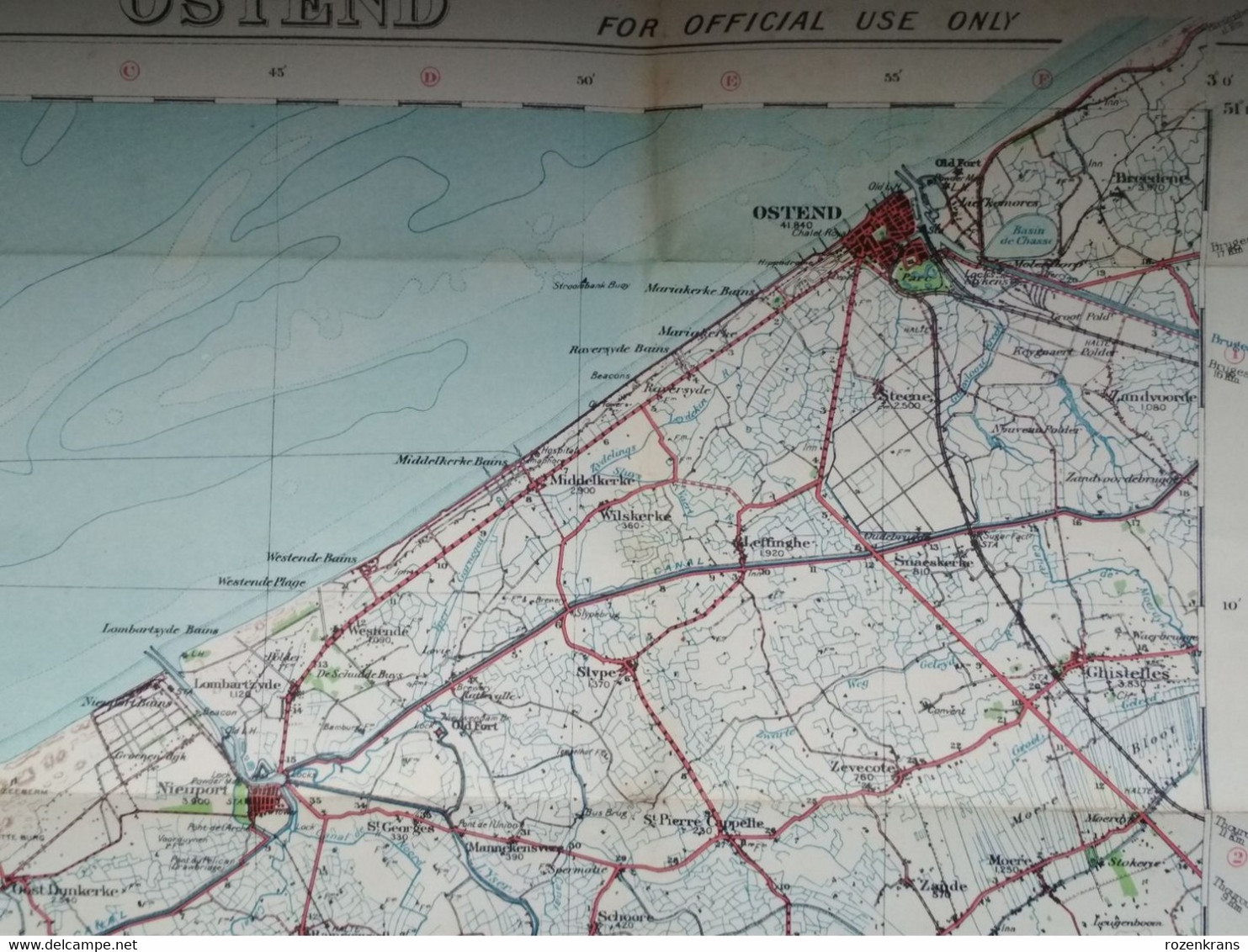 Topografische En Militaire Kaart STAFKAART 1911 UK War Office WW1 WWI Oostende Diksmuide Nieuwpoort De Panne Ieper - Topographische Kaarten