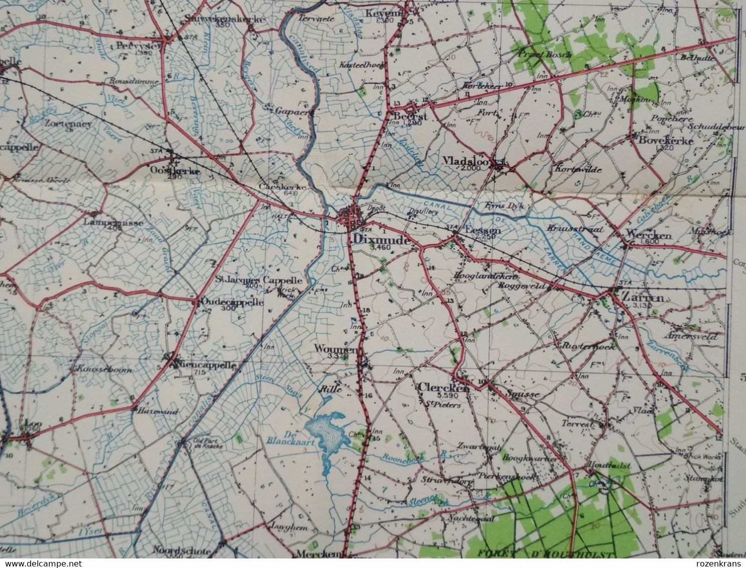 Topografische En Militaire Kaart STAFKAART 1911 UK War Office WW1 WWI Oostende Diksmuide Nieuwpoort De Panne Ieper - Topographische Karten