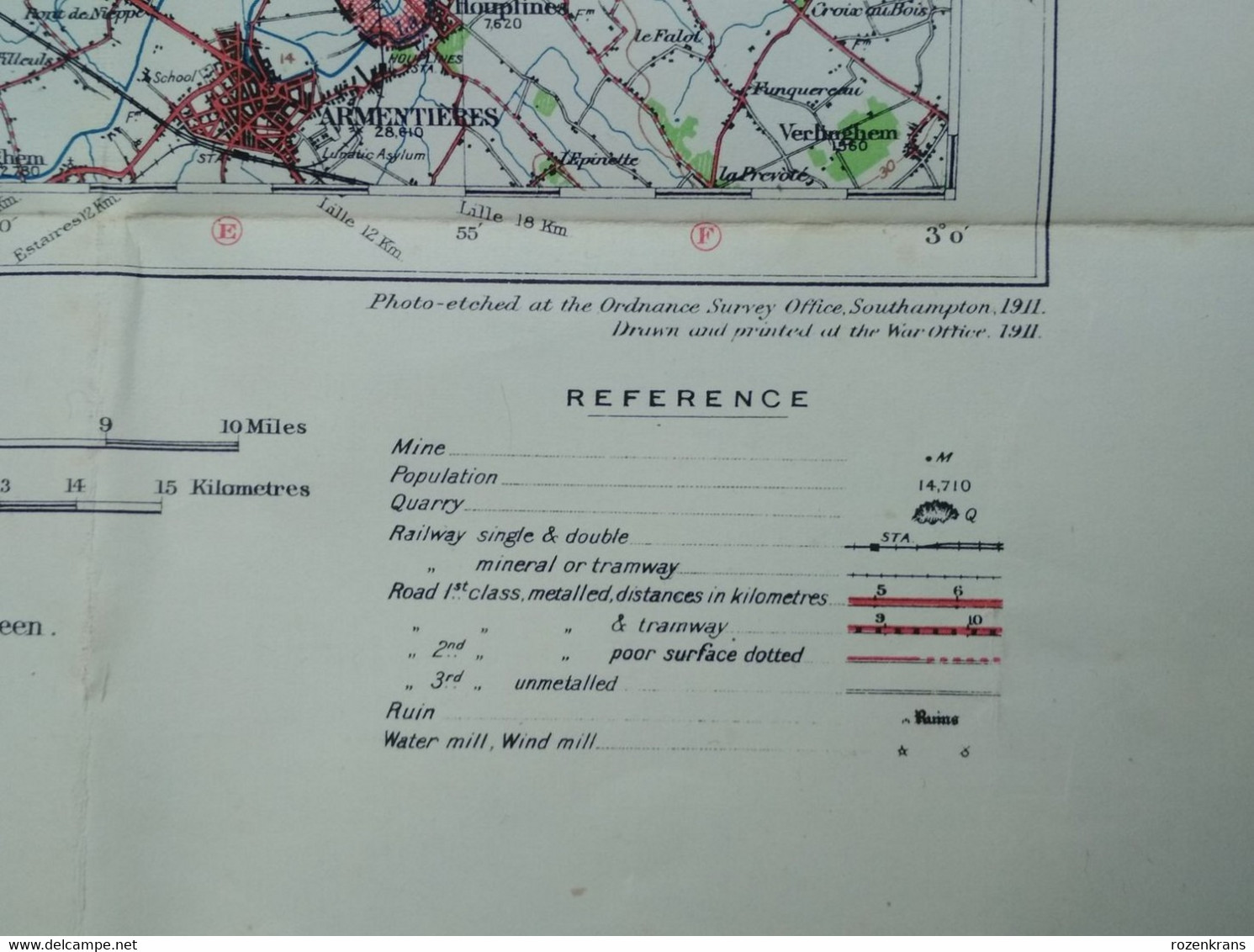 Topografische en militaire kaart STAFKAART 1911 UK War Office WW1 WWI Oostende Diksmuide Nieuwpoort De Panne Ieper