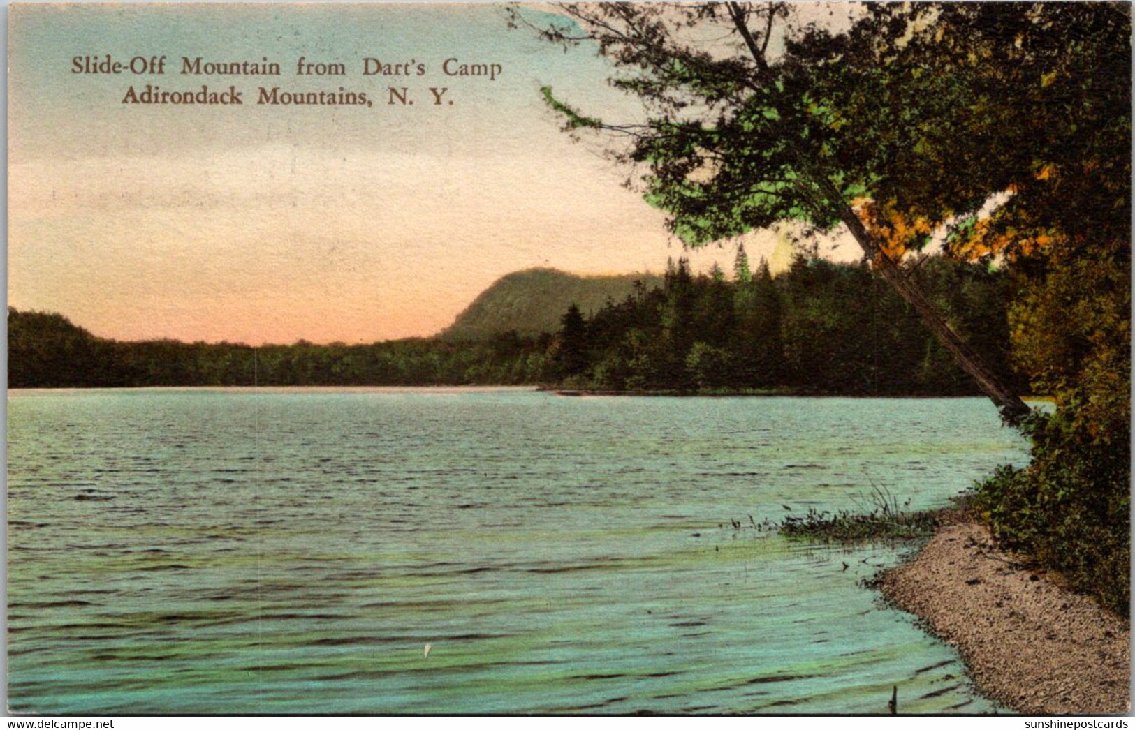 New York Adirondacks Slide-Off Mountain From Dart's Camp 1935 Handcolored Albertype - Adirondack